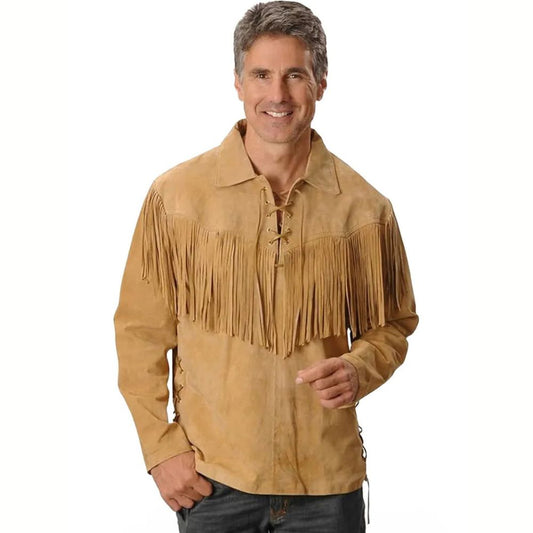 Fringed Suede Leather Long Sleeve Western Jacket