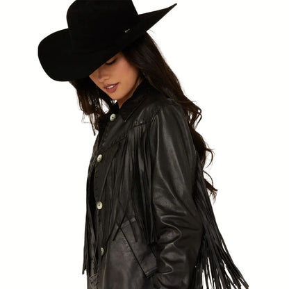 Women’s Amburn Leather Fringe Shacket