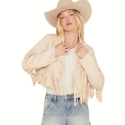 Saints & Hearts Women’s Suede Cropped Fringe Jacket