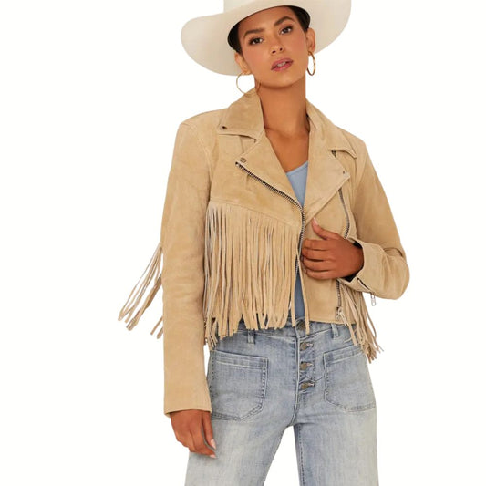 Understated Leather Women’s Fearless Fringe Suede Jacket