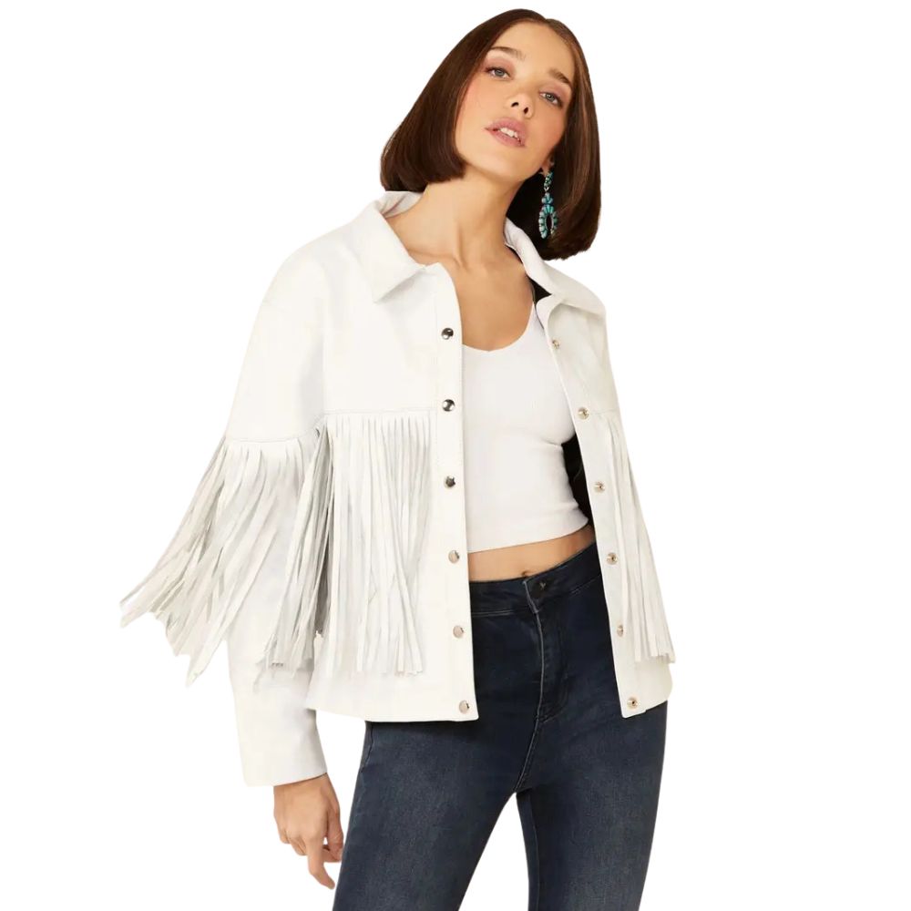 Understated Leather Women’s Howling Moon Fringe Leather Jacket