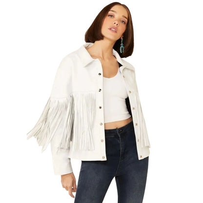 Understated Leather Women’s Howling Moon Fringe Leather Jacket