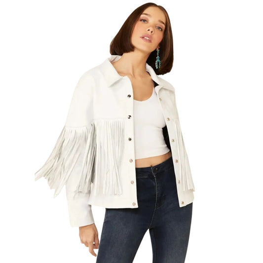Understated Leather Women’s Howling Moon Fringe Leather Jacket