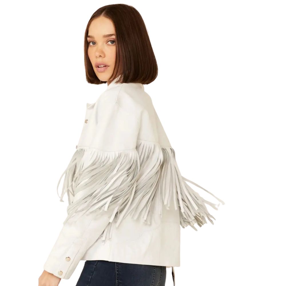 Understated Leather Women’s Howling Moon Fringe Leather Jacket