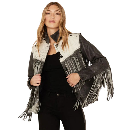 Frontier Blackstone Cowhide and Fringe Leather Jacket