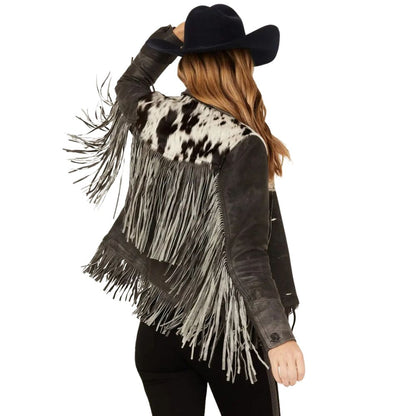 Frontier Blackstone Cowhide and Fringe Leather Jacket