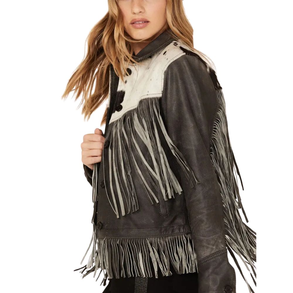 Frontier Blackstone Cowhide and Fringe Leather Jacket