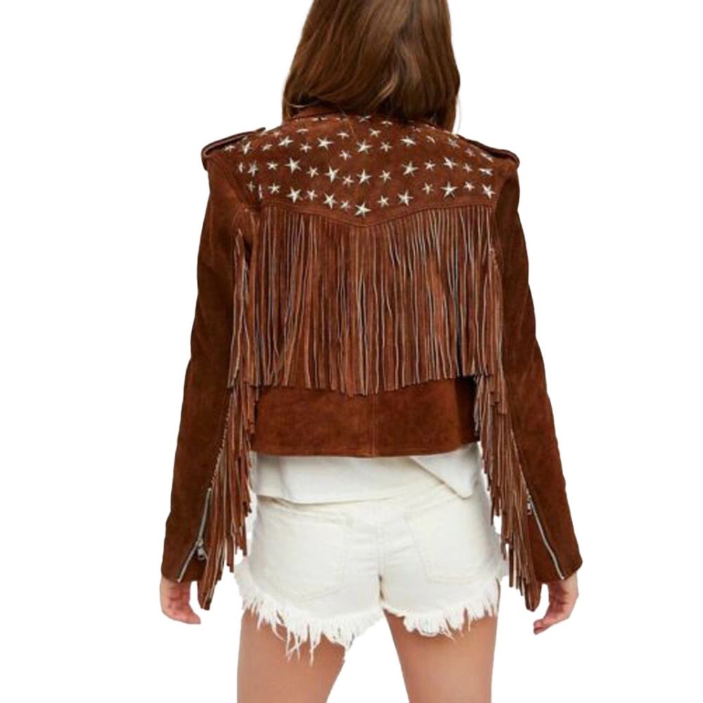 Women studded Suede biker Jacket