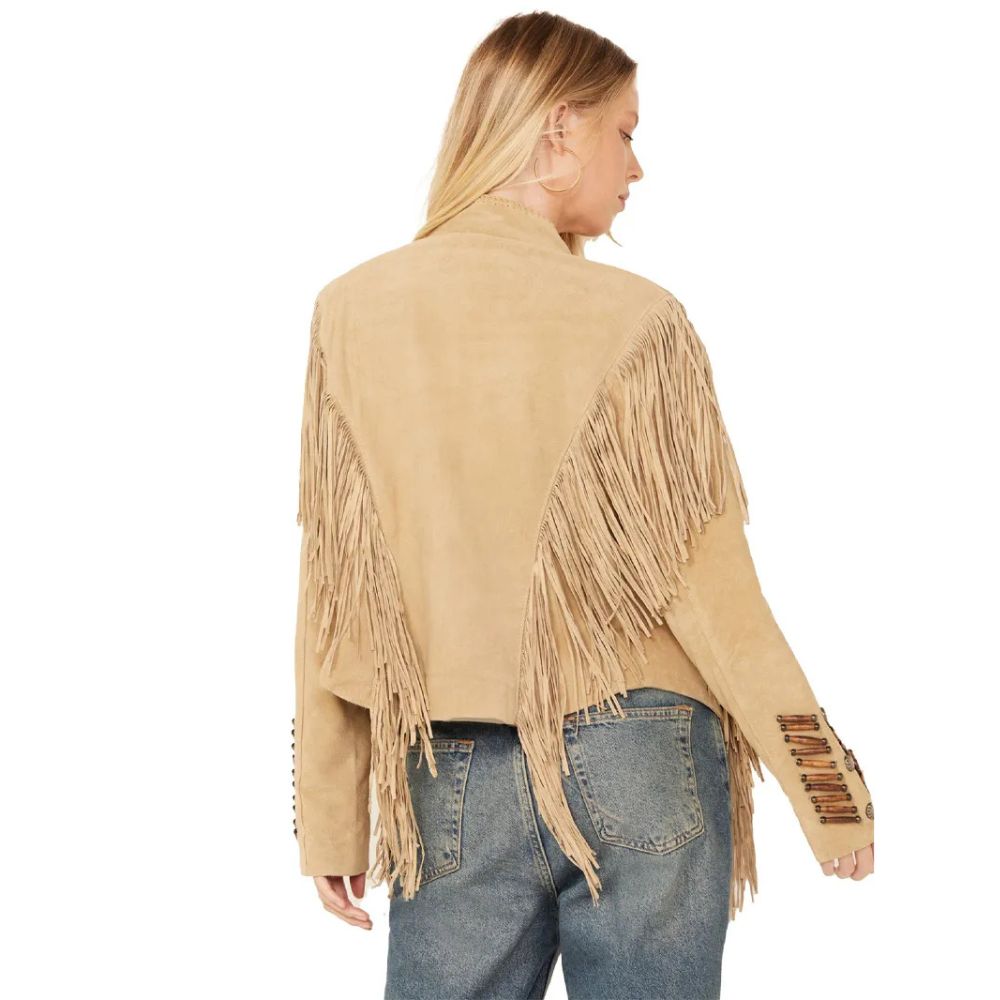 Womens Beaded And Lace Fringe Jacket