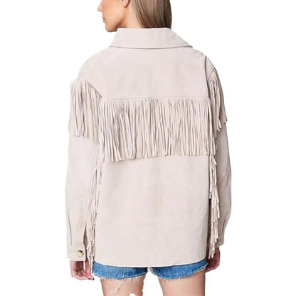 Womens Real Suede Fringe Jacket
