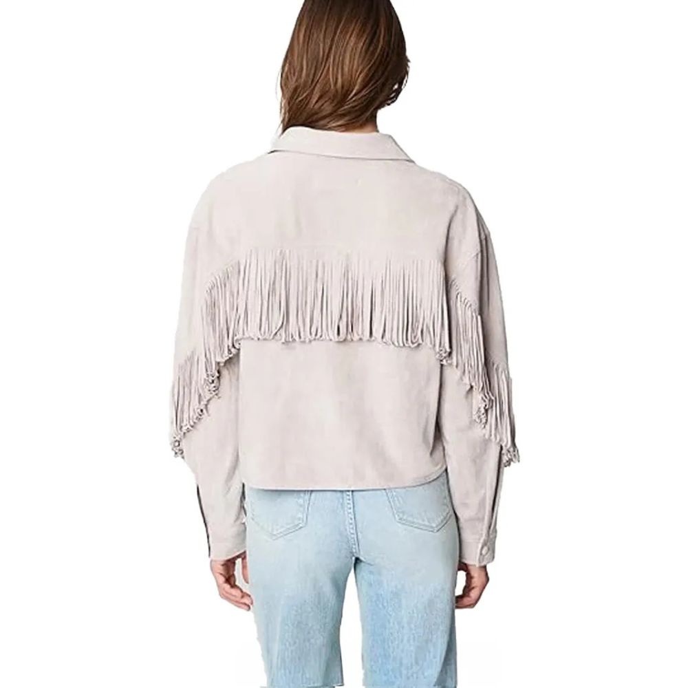 Womens Luxury Clothing Suede Fringe Jacket