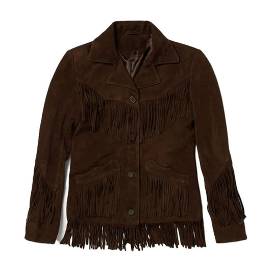 Brown Lamb Suede Fringed Jacket
