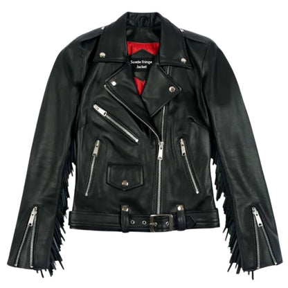 Women Fringe Leather Jacket
