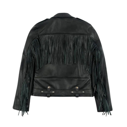 Women Fringe Leather Jacket