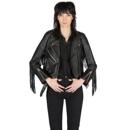 Women Fringe Leather Jacket