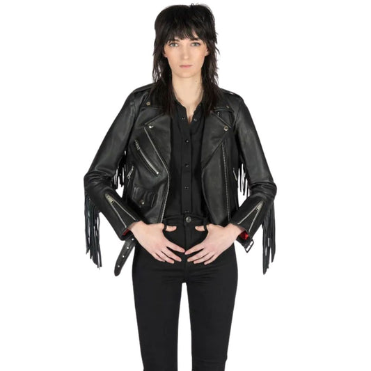 Women Fringe Leather Jacket