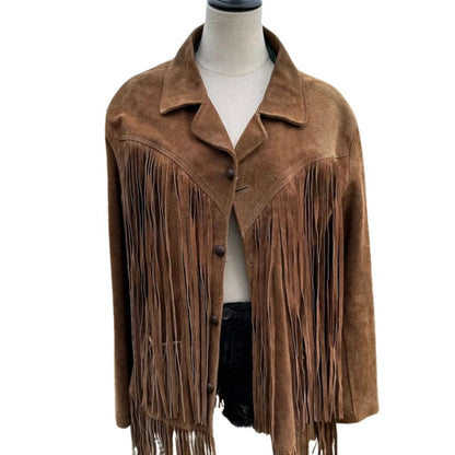 Vintage 70s Honey Brown Suede Fringe Jacket