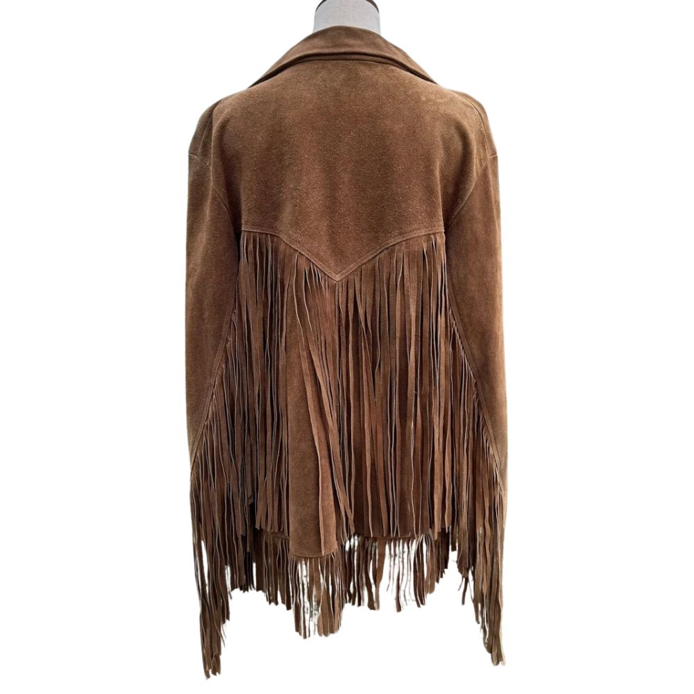 Vintage 70s Honey Brown Suede Fringe Jacket