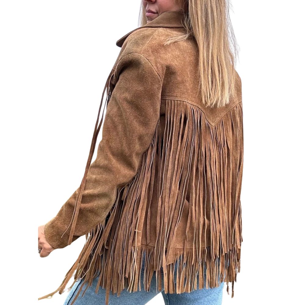 Vintage 70s Honey Brown Suede Fringe Jacket