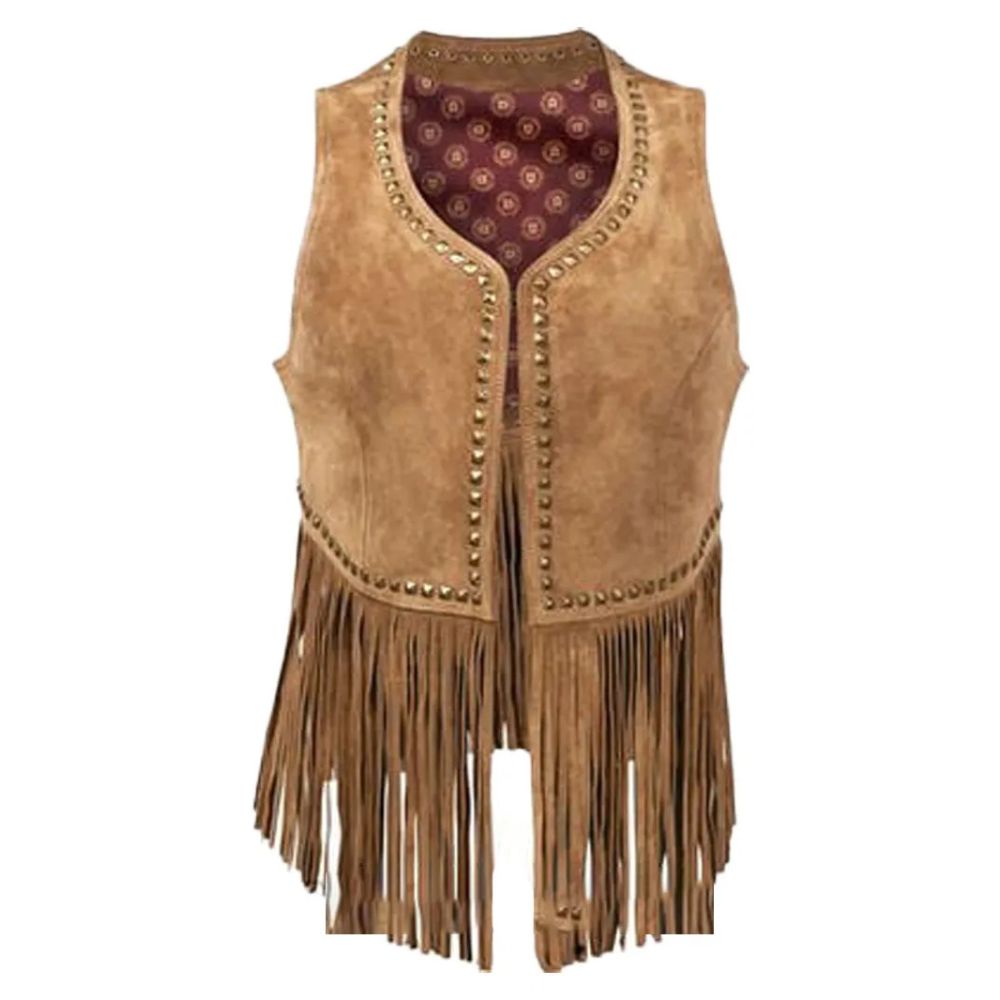 Womens Spring Bear Fringe Vest