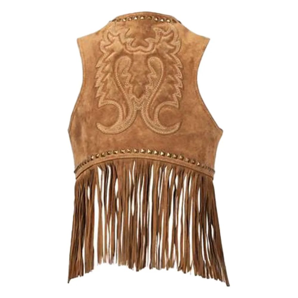 Womens Spring Bear Fringe Vest
