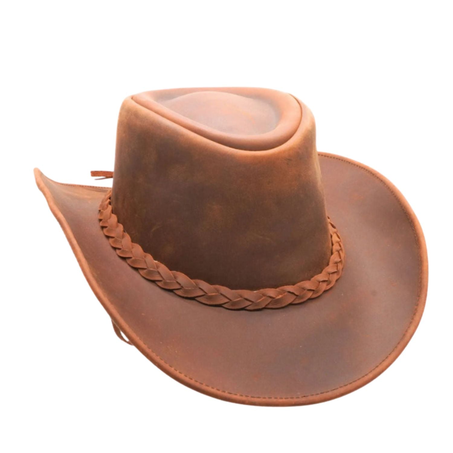 RESISTANCE Premium Full Grain Australian Style Leather Cowboy Hat front view