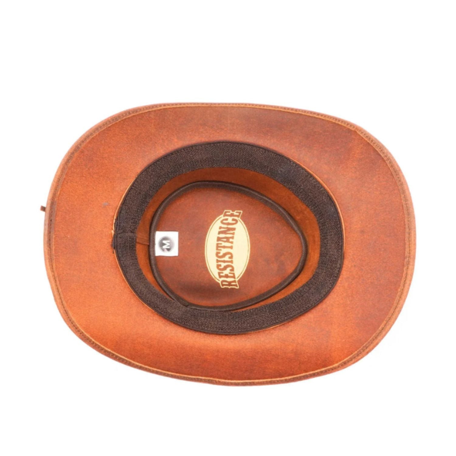 RESISTANCE Premium Full Grain Australian Style Leather Cowboy Hat close-up detail