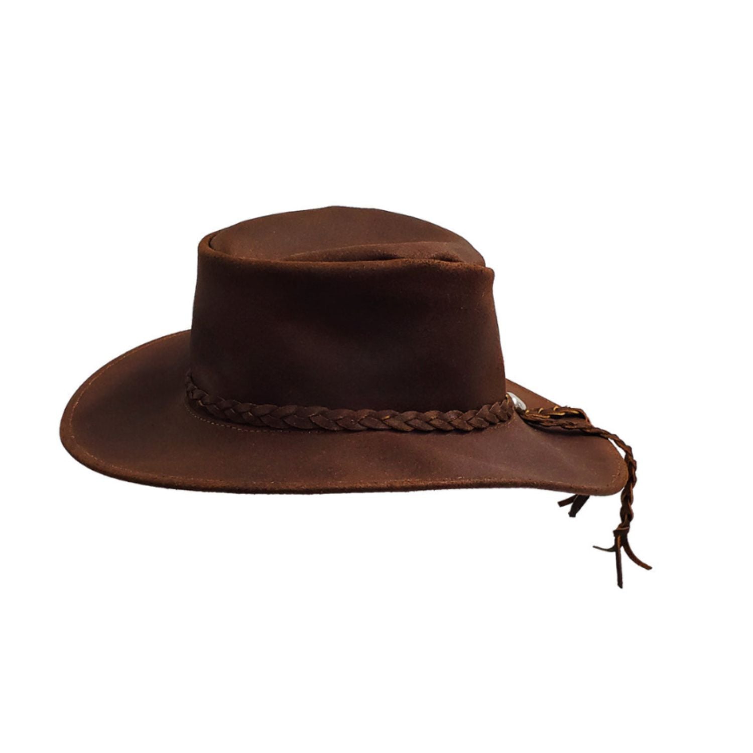 Western Leather Cowboy Hat side view