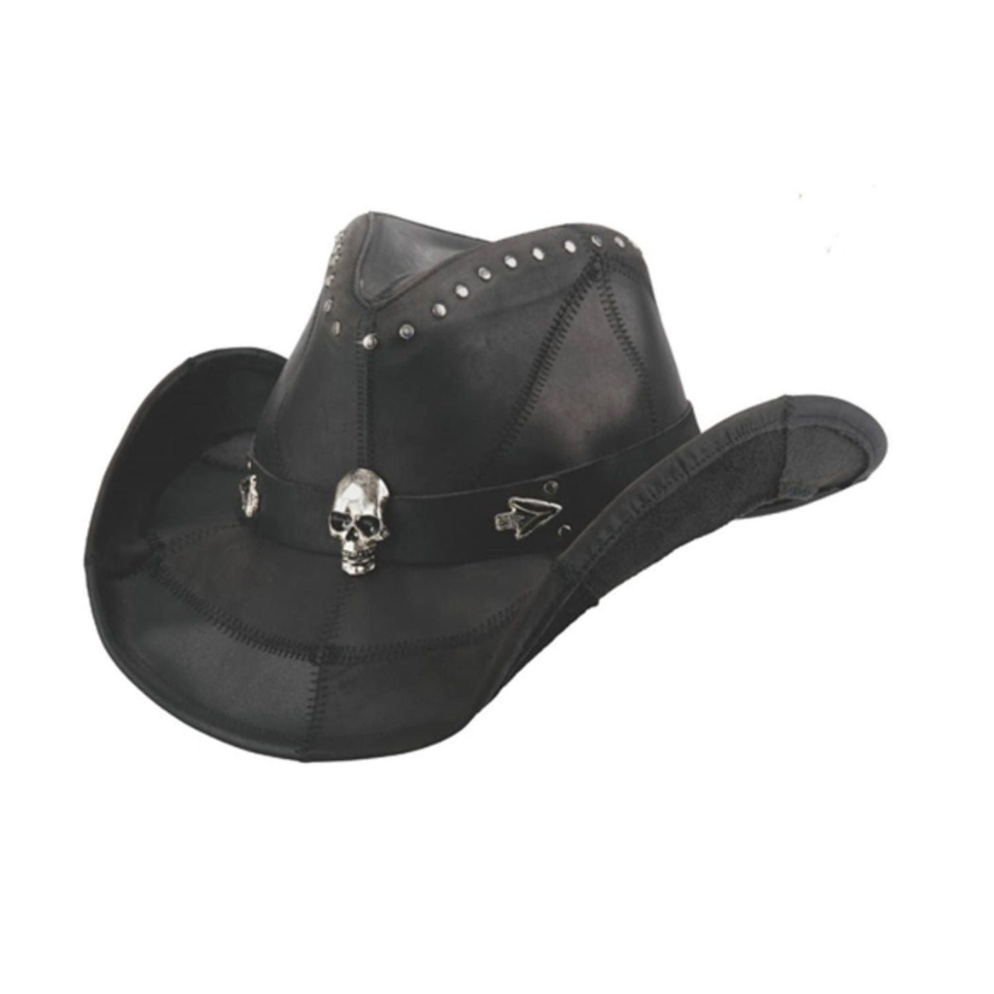 Bullhide Hardtail Black Leather Cowboy Hat front view