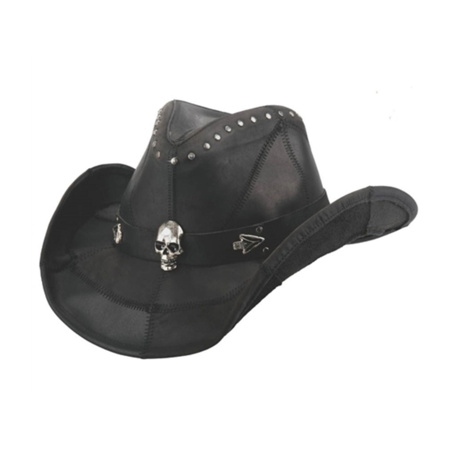Bullhide Hardtail Black Leather Cowboy Hat front view