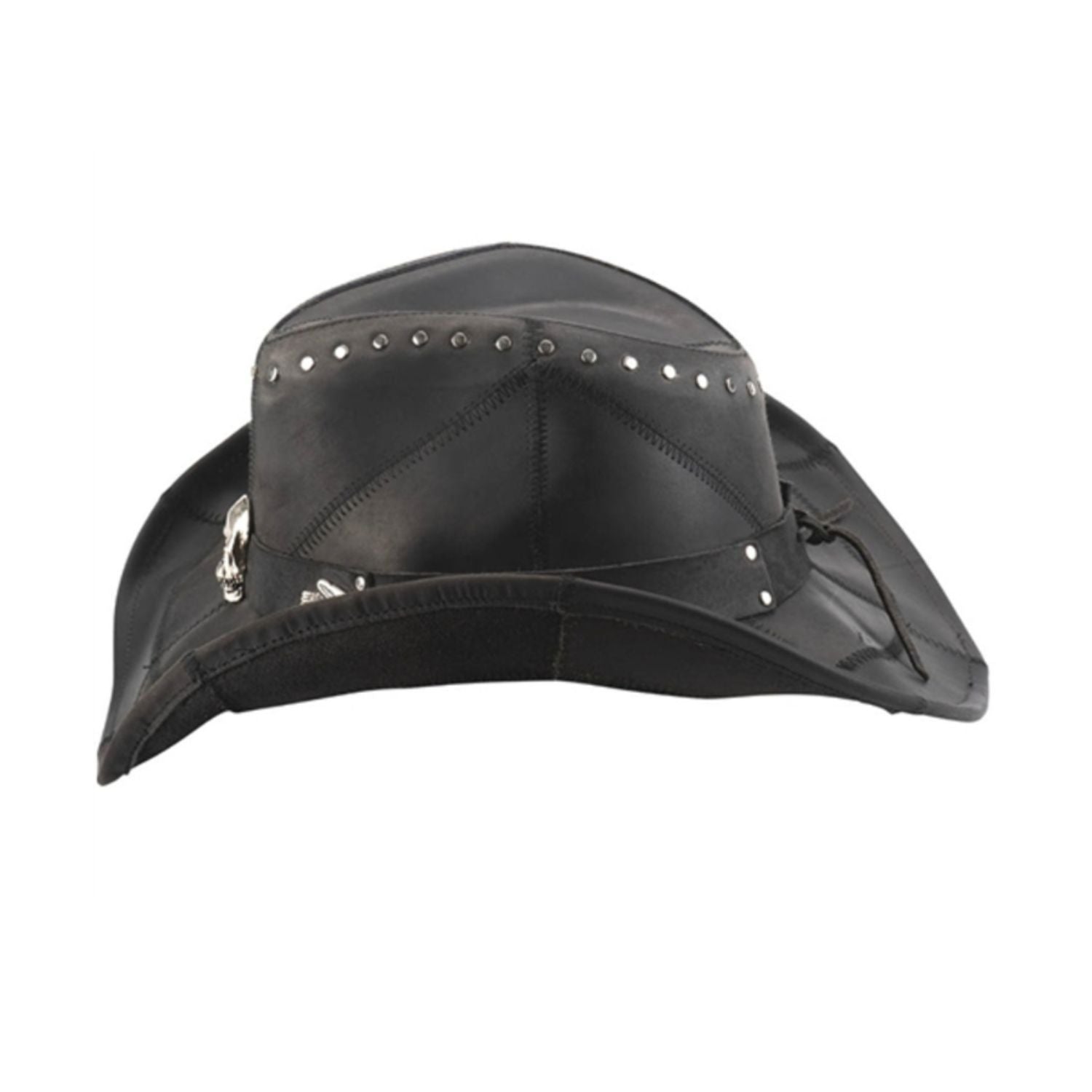 Bullhide Hardtail Black Leather Cowboy Hat side view