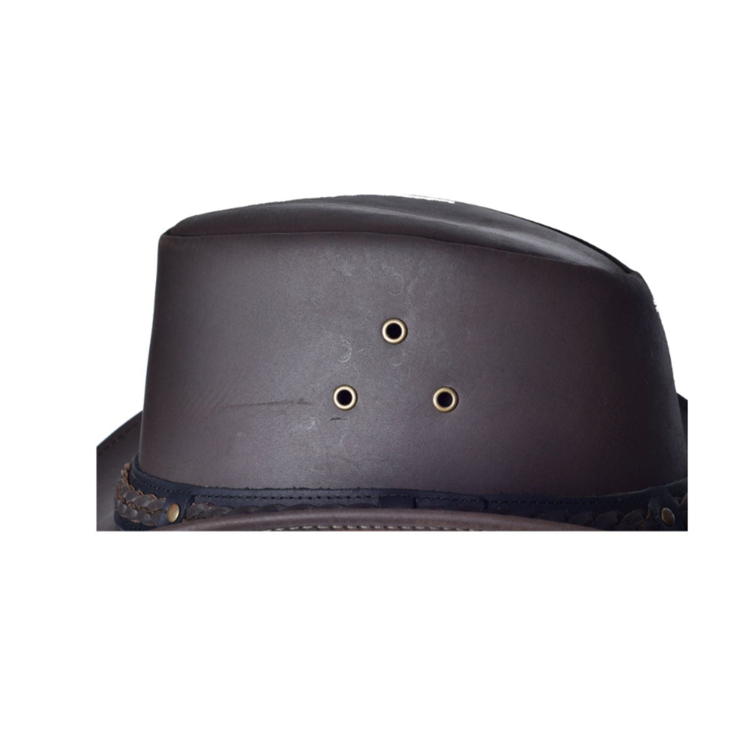 Hilason Premium Cowhide Leather Cowboy Hat Chocolate Brown back view