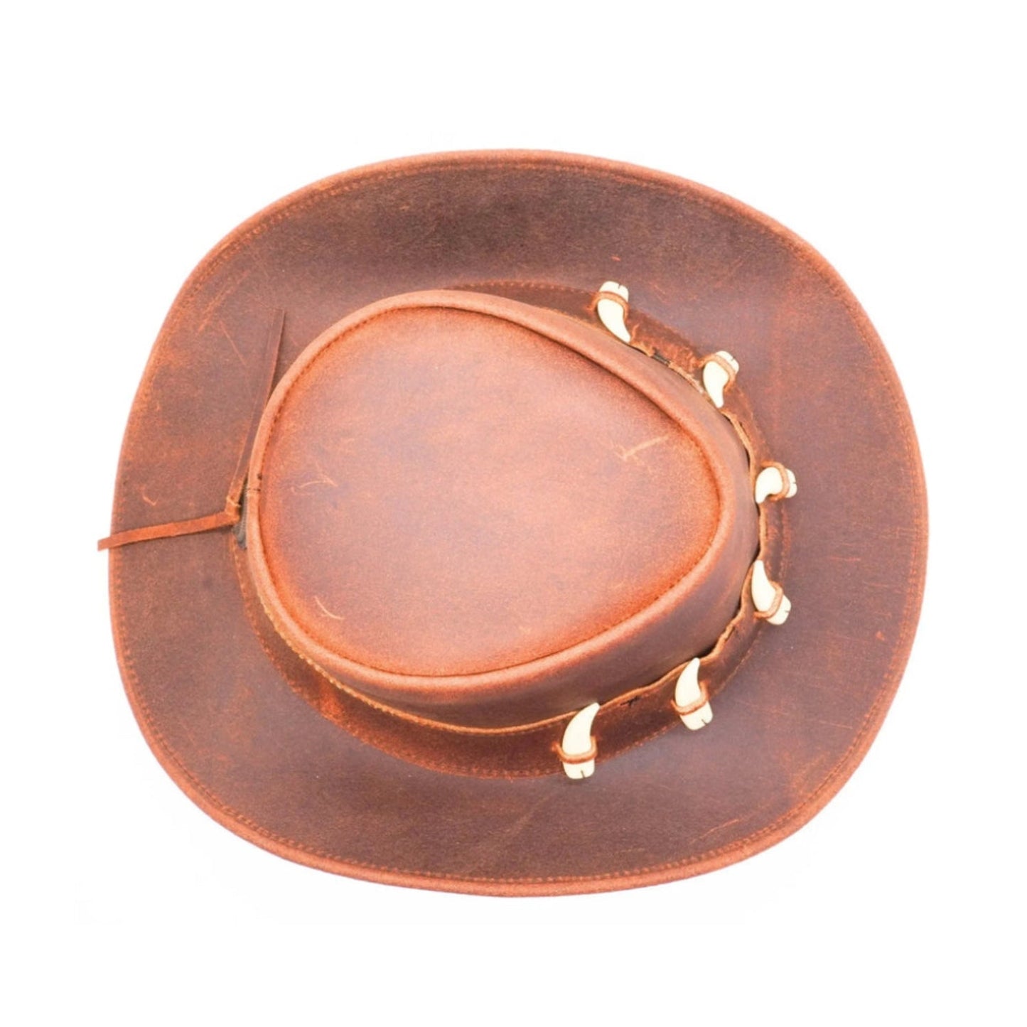 RESISTANCE Australian Leather Hat with Crocodile Band Teeth - Dundee Style side view