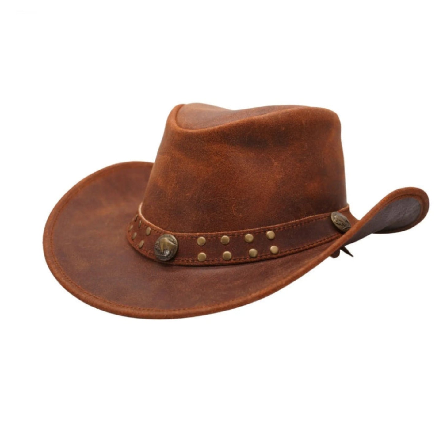 RESISTANCE Premium Australian Style Leather Cowboy Hat Shapeable Outback Hat for Men and Women front view
