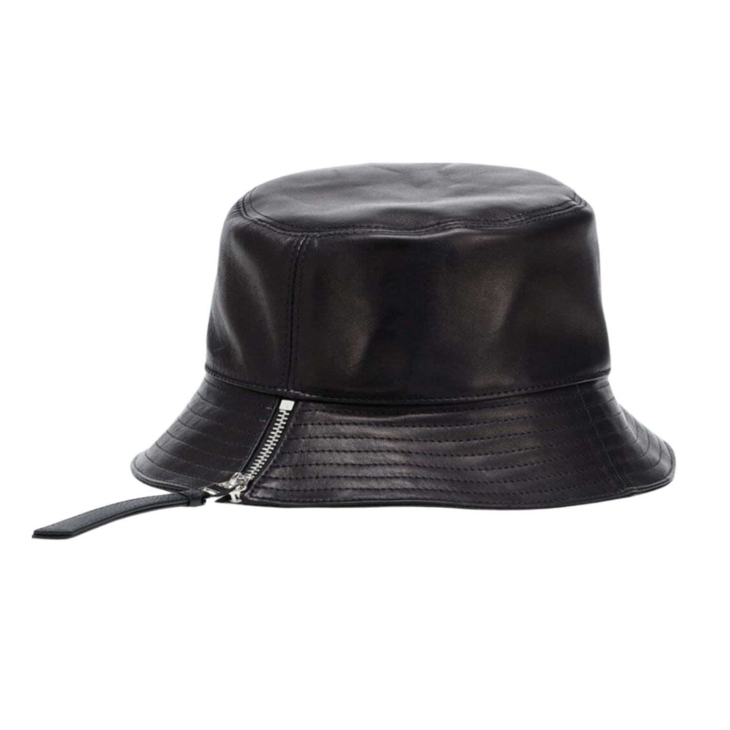 Australia Faux Leather Visetos Women Bucket Hat In Black side view