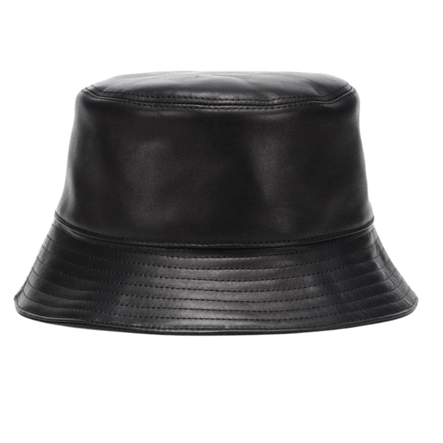 Australia Faux Leather Visetos Women Bucket Hat In Black front view