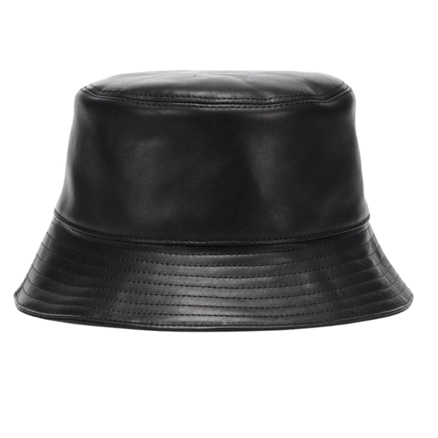 Australia Faux Leather Visetos Women Bucket Hat In Black front view