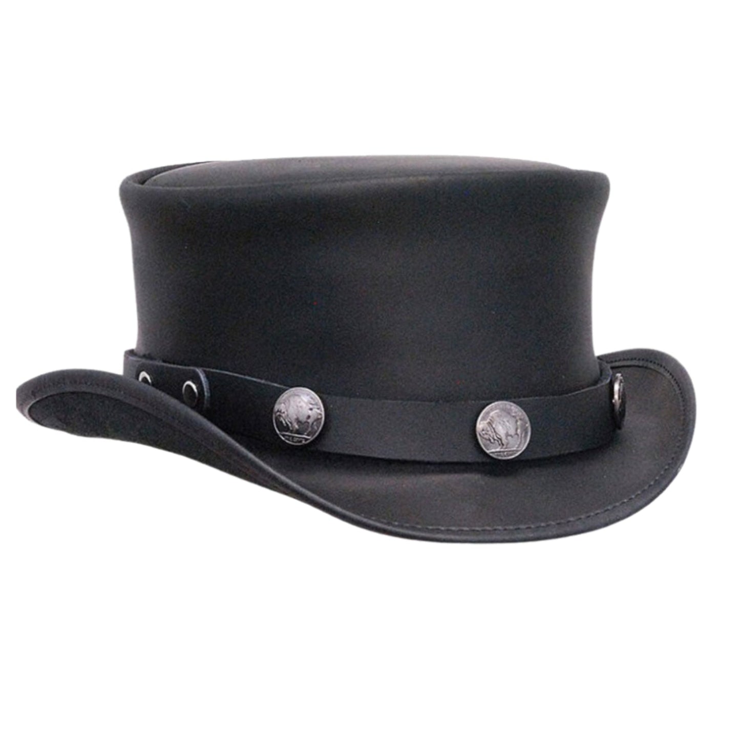 Australia Steampunk Leather Top Hat With Buffalo Nickels Color back view