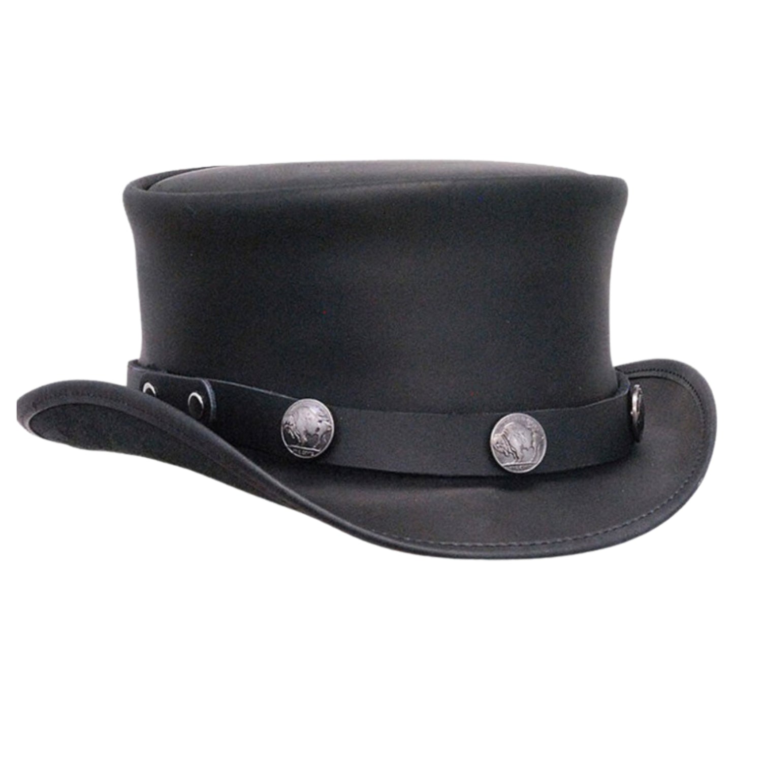 Australia Steampunk Leather Top Hat With Buffalo Nickels Color back view
