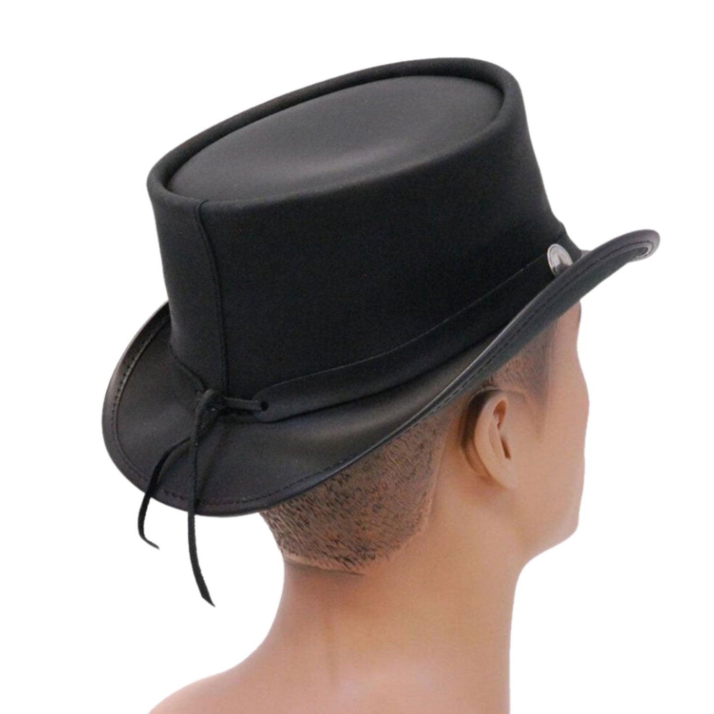 Australia Steampunk Leather Top Hat With Buffalo Nickels Color side view