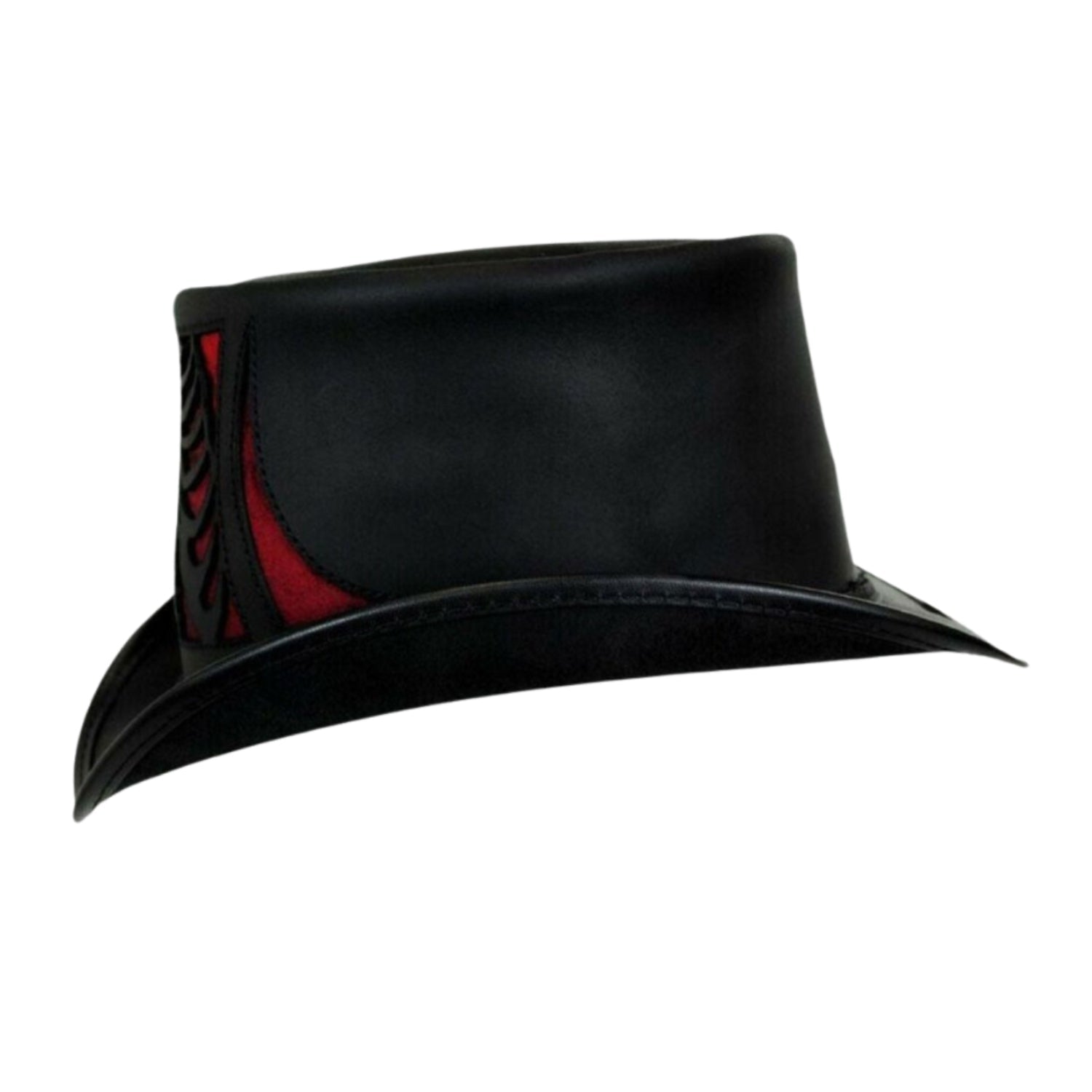 Scary Skull Style Black And Red Contrass Top Hat back view