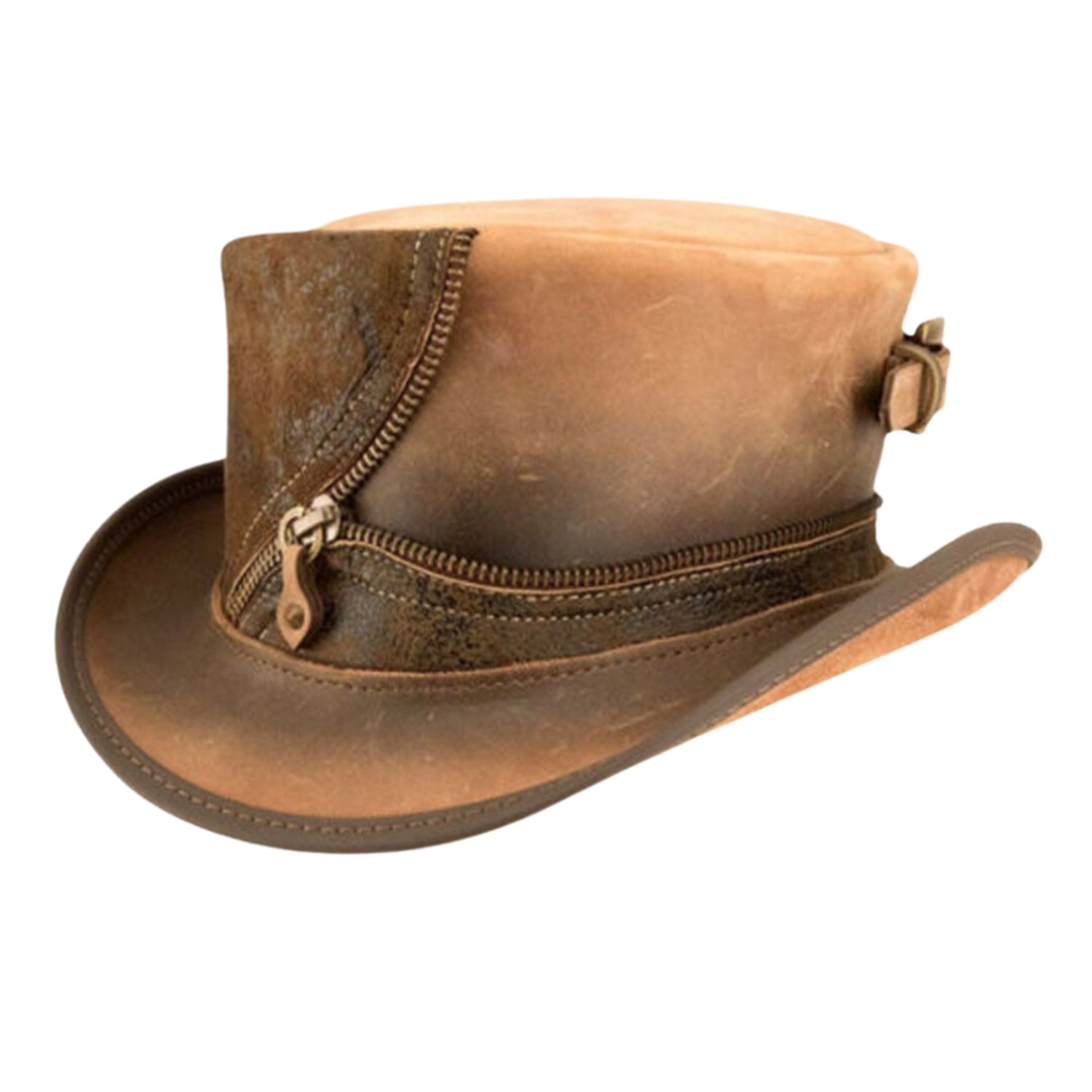 Eureka Leather Vintage Style Steampunk Top Hat front view
