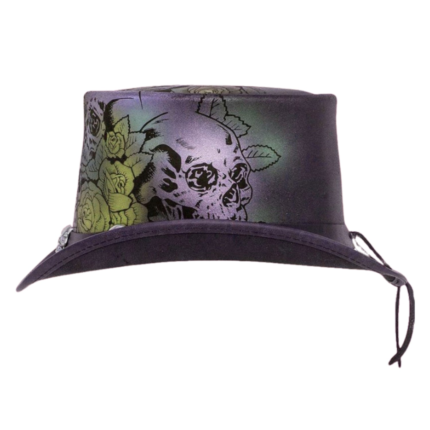 Steampunk Skull And Roses Top Hat close-up detail