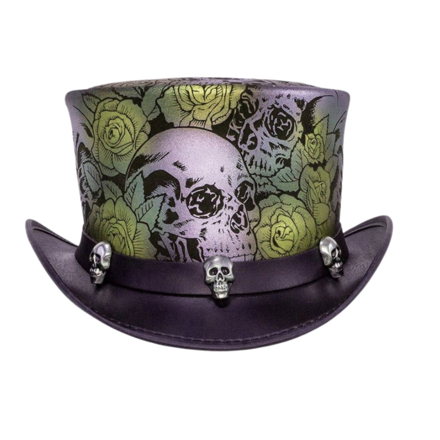Steampunk Skull And Roses Top Hat side view