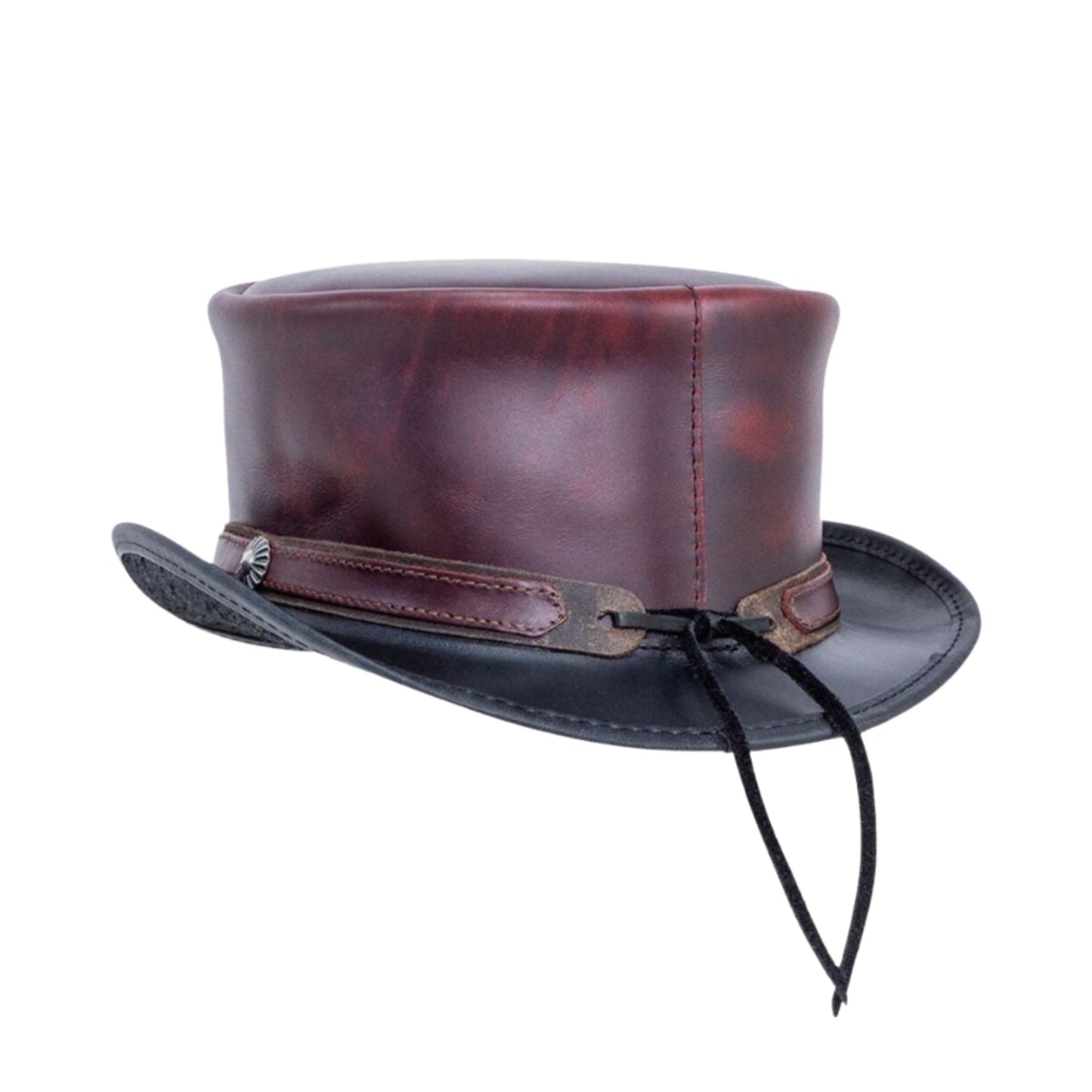 Maroon & Black Hampton Leather Top Hat side view