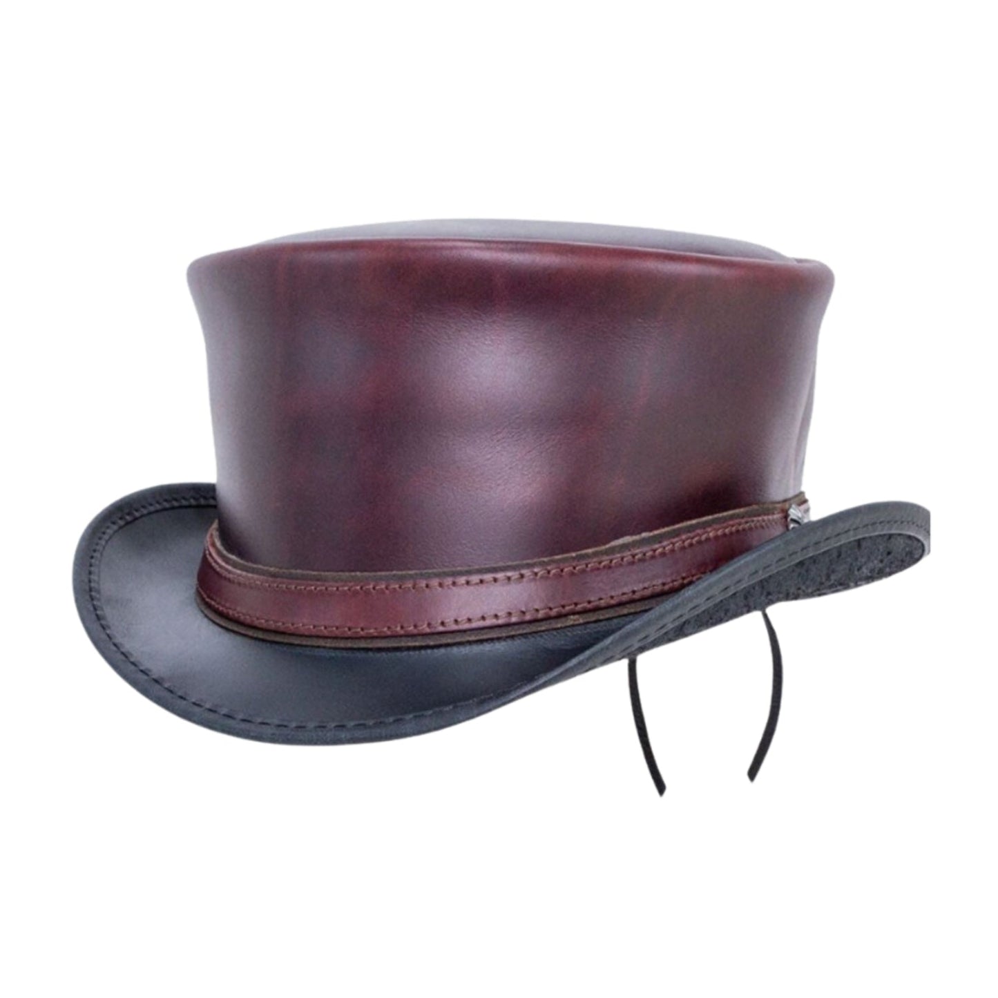 Maroon & Black Hampton Leather Top Hat front view