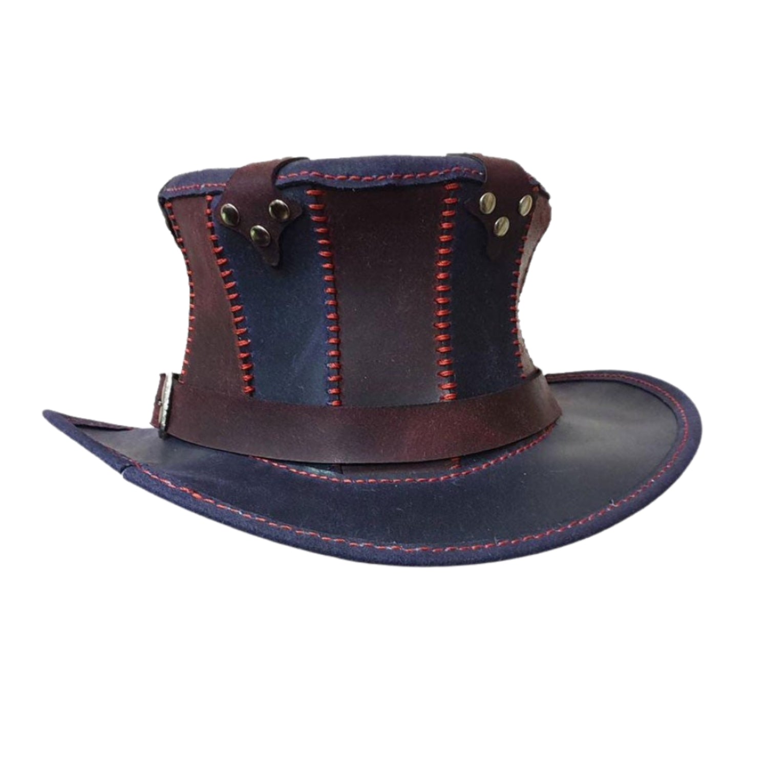 Women Steampunk Mixed Color Top Leather Hat back view