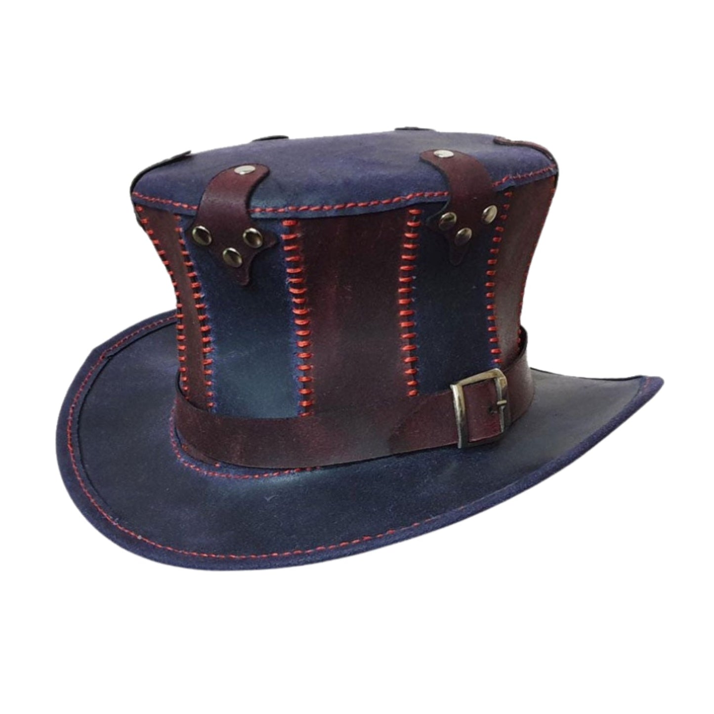 Women Steampunk Mixed Color Top Leather Hat front view