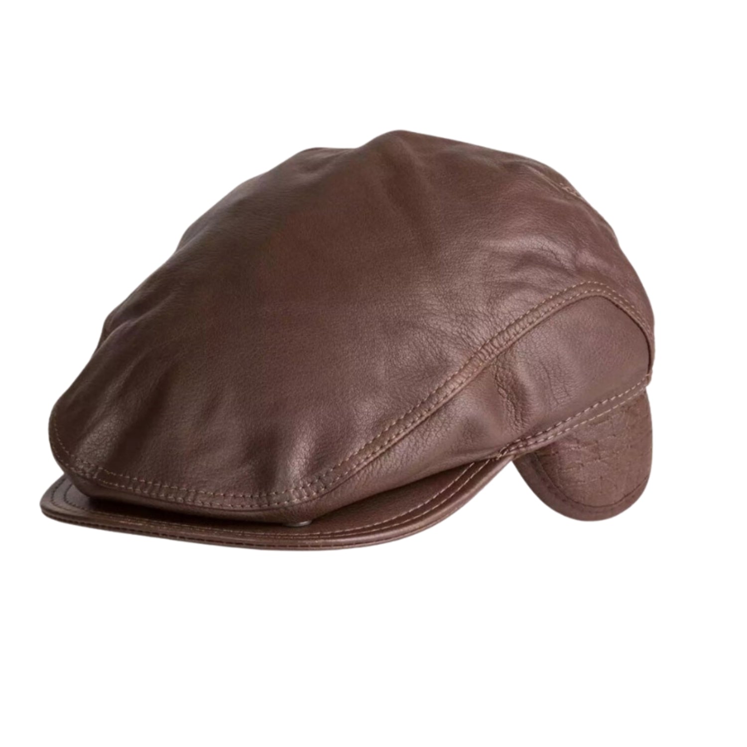 New York Shearling Leather Ivy Cap With front view