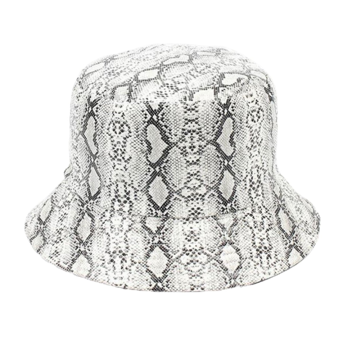 Snake Print Leather Bucket Hat side view